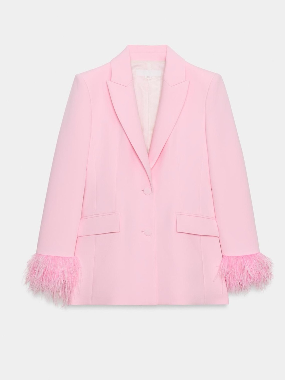 New with tags! Zara Pink Blazer with Feather-Cuffs